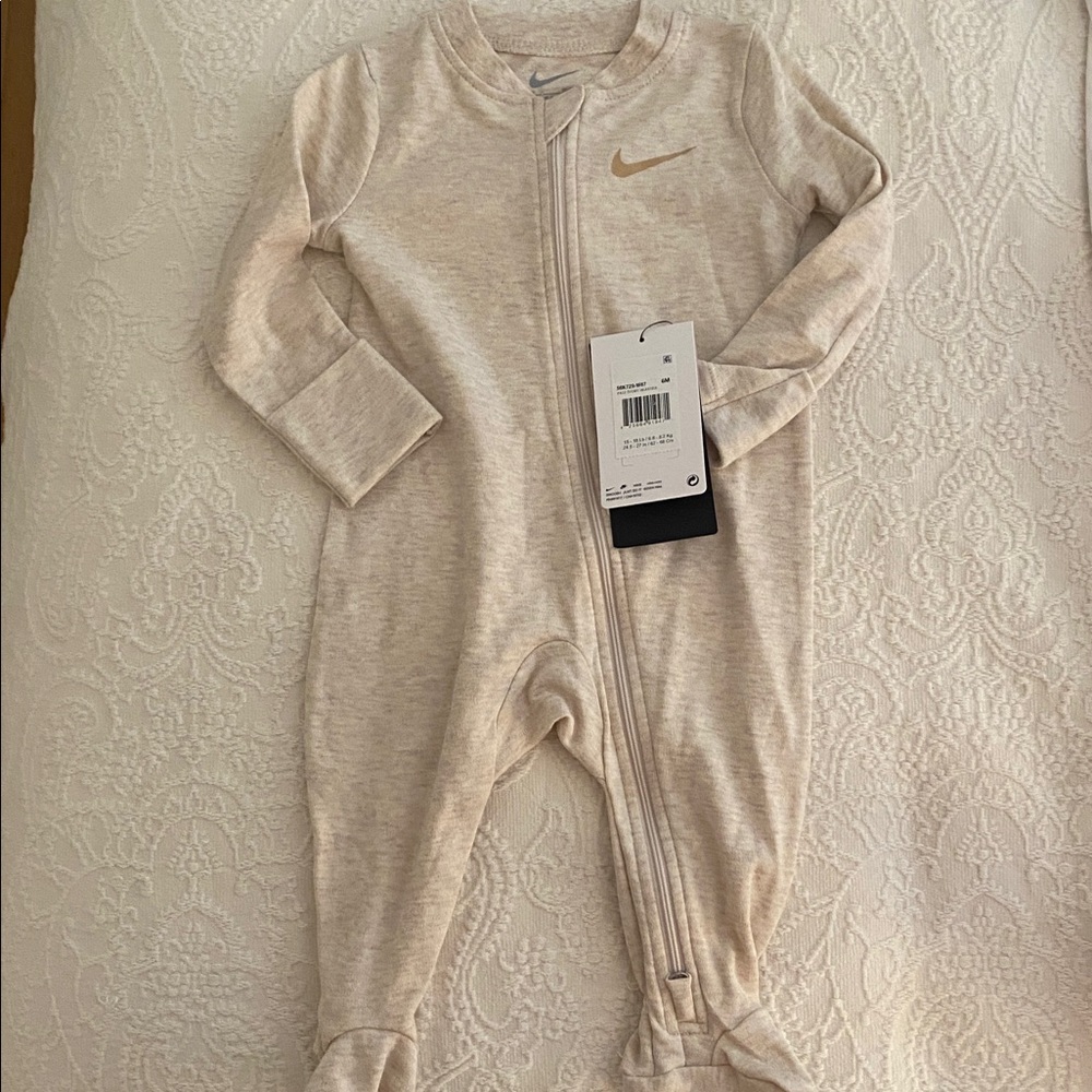 Nike Beige Infant Jumpsuit with Gold Logo